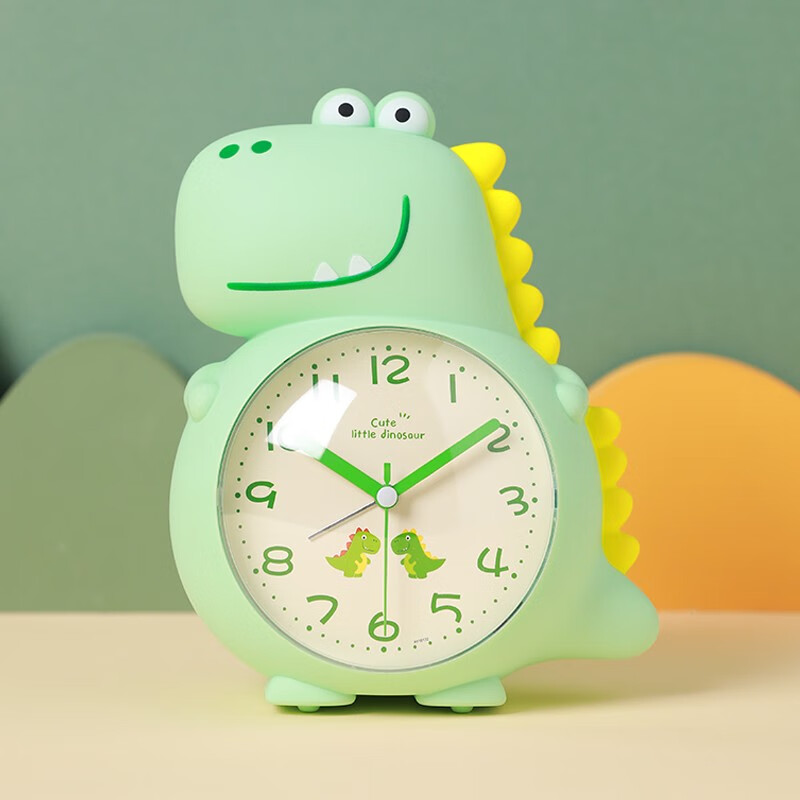 神器儿童男孩女孩2024时钟表专用桌面卡通静音 浅绿笨笨龙-升级手感漆