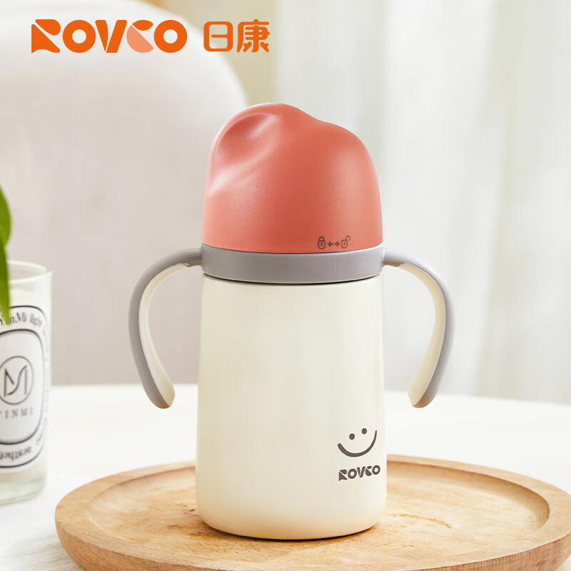 日康（rikang）儿童保温杯 水杯316不锈钢学生吸管杯小月龄专属B4021-2红色260ML