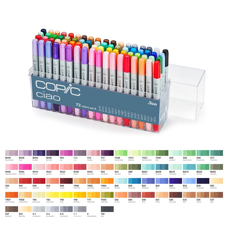 copic马克笔ciao系列套装三代酷笔客酒精油性服装动漫建筑软头 72