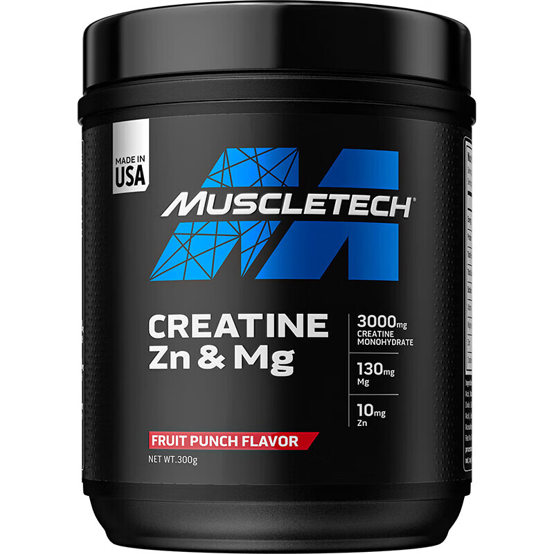 肌肉科技【肌肉科技官旗】一水肌酸粉高纯度健身营养补剂耐力训练运动男女 【原装进口】锌镁肌酸 300g*1桶