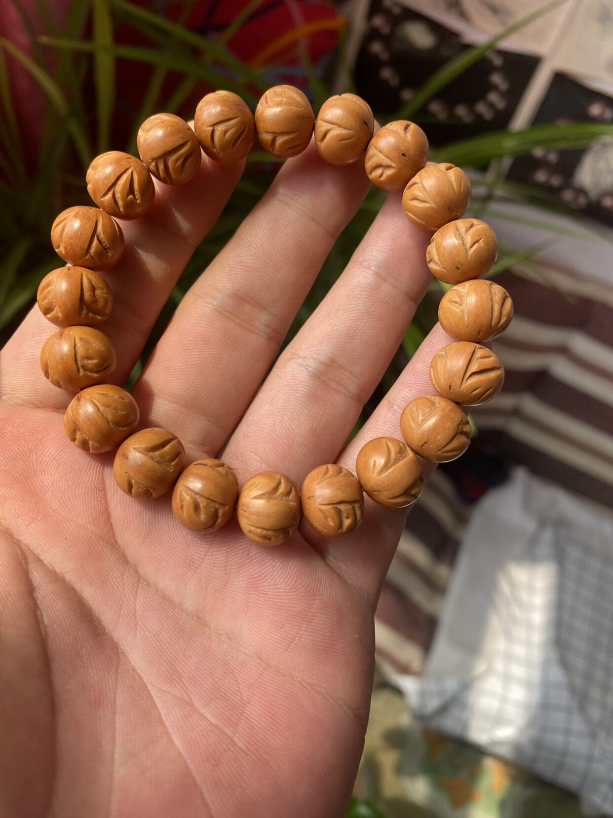 snqp山核桃手串秦岭龙纹桃核光珠苹果园手工念珠佛珠男女手链 13*11