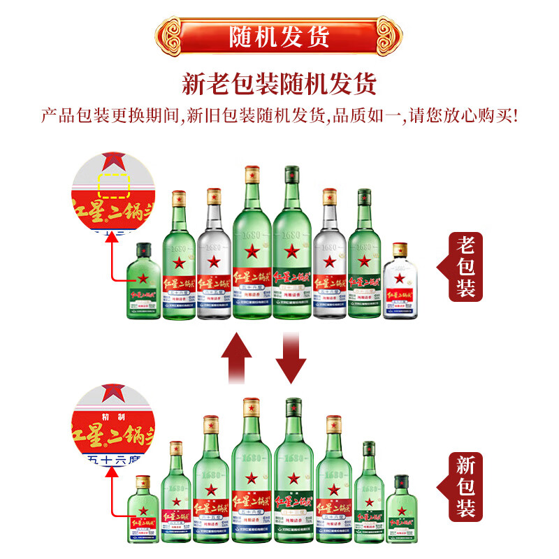 红星二锅头大二绿瓶 清香型白酒 43度整箱装 口粮酒 43度 500mL 12瓶