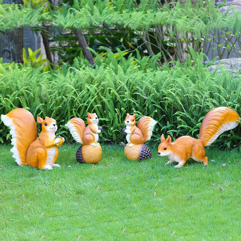 satine仿真松鼠摆件小区雕塑户外园区绿化景观小品庭院草地动物草坪