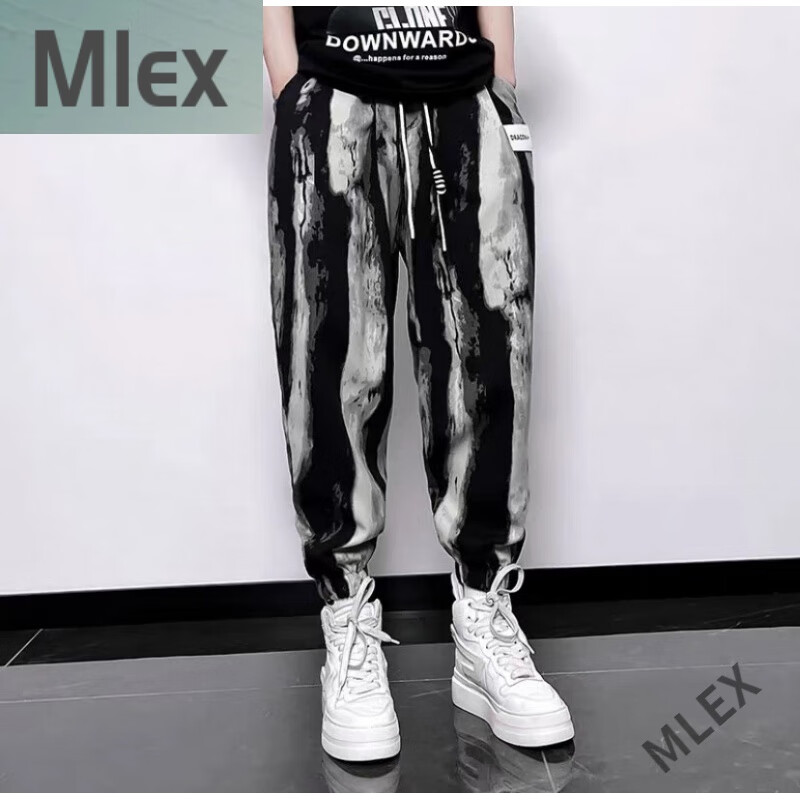 mlex北木先生服饰2023夏季男款国潮风水墨宽松休闲束脚哈伦裤87006