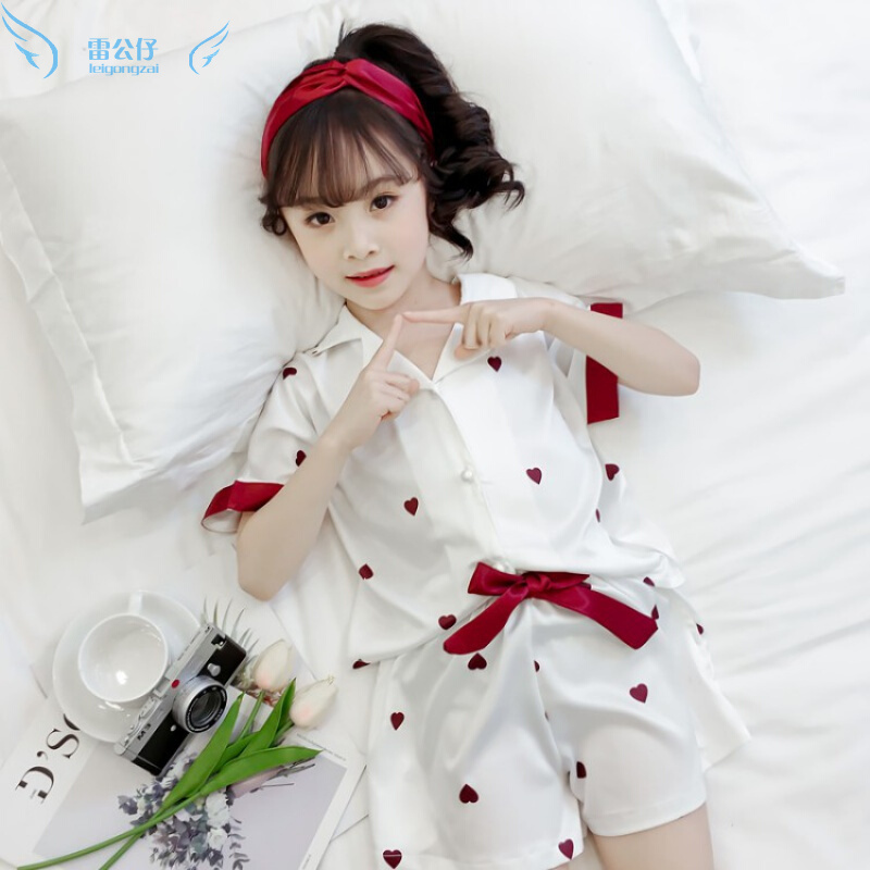 童装女童睡衣2022夏季中大童薄款冰丝内衣儿童夏季休闲短袖宝宝公主3
