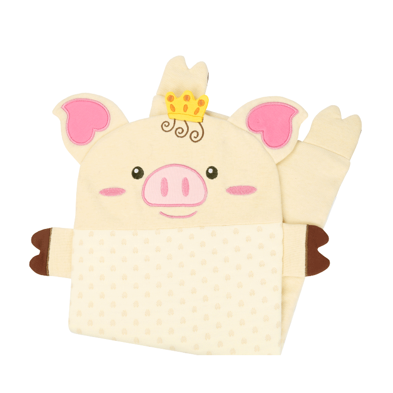 双漫彩棉宝宝枕头套1-3-6岁四季通用透气婴儿枕皮男女儿童枕套 小猪款 加长号