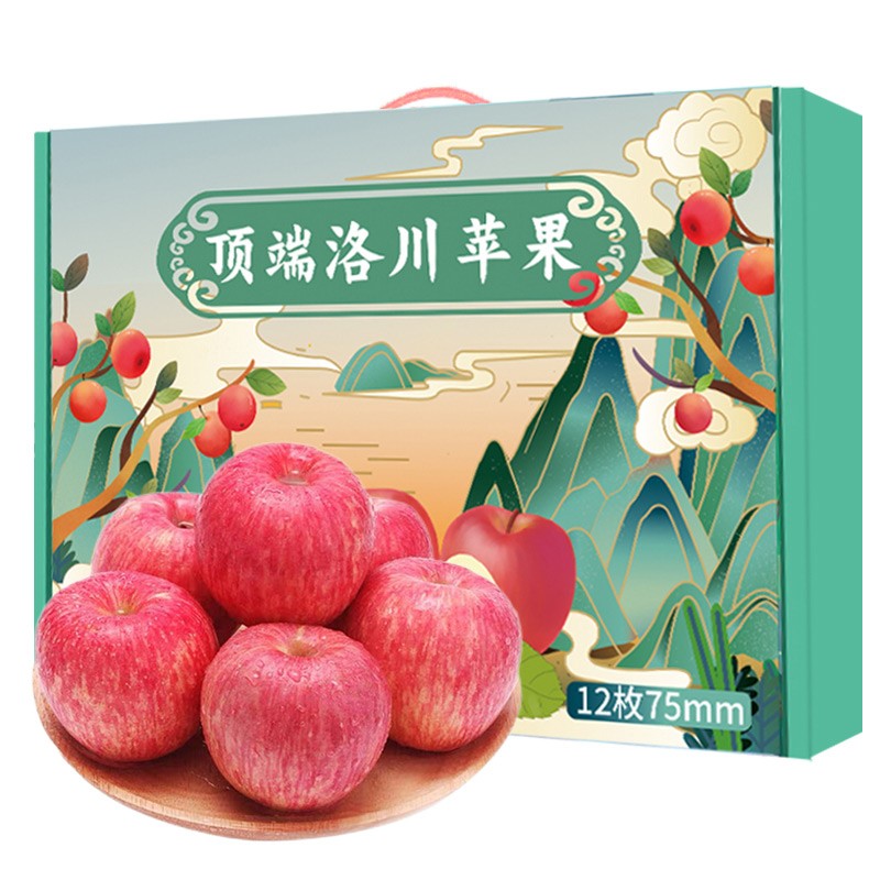 洛川苹果陕西时令水果红富士苹果礼盒装生鲜苹果脆甜 12枚75mm甄选果 颜值礼盒属于什么档次？