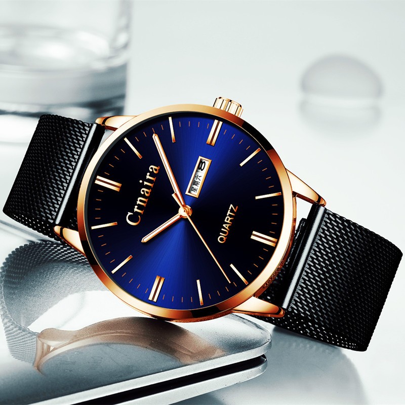 卡奈亚(crnaira)品牌手表个性概念黑科技防水男表双日历腕表夜光全黑