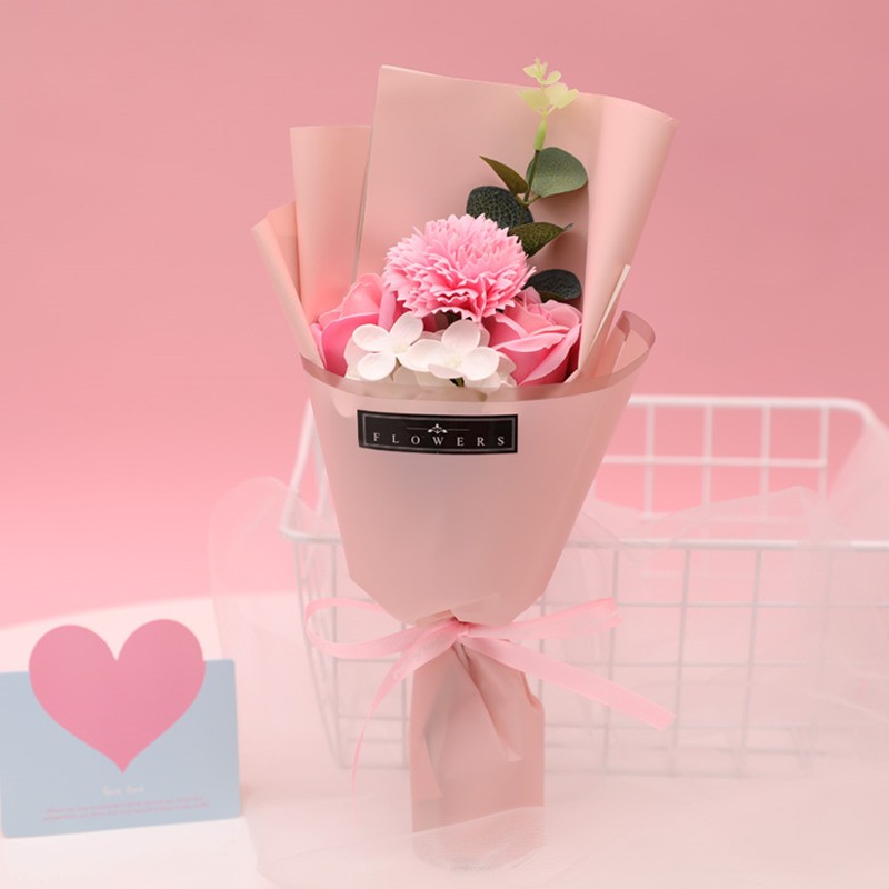 幼儿麦爆 3朵香皂永生花康乃馨花束生日礼物母亲节送女老师妈妈实用