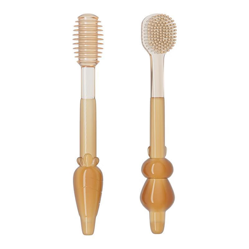 SunnyKinder婴儿牙刷0-18个月口腔清洁器宝宝舌苔刷舌头清洁棒新生儿乳牙牙刷 两只乳牙刷+指套刷SK-T05