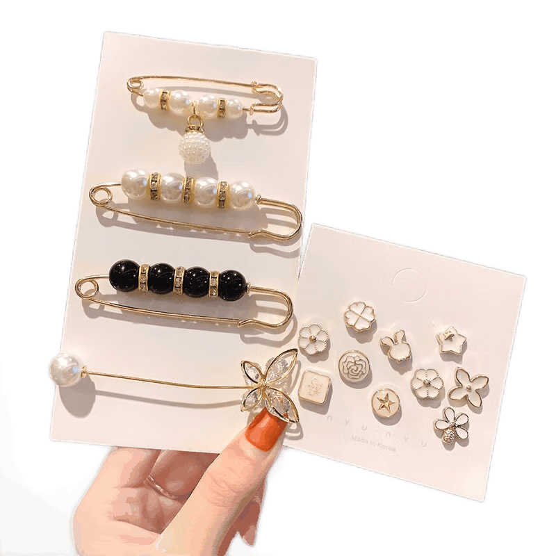 伊莉洛胸针女别针防走光扣神器固定衣服牛仔裤改小腰围松紧腰收腰扣针金属对扣盘扣服饰配饰|胸针价格查询历史