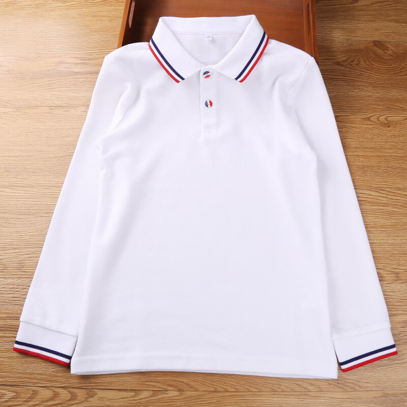 泰缤儿童校服中小学生园服白色长袖t恤polo衫男童女童春秋装加绒上衣