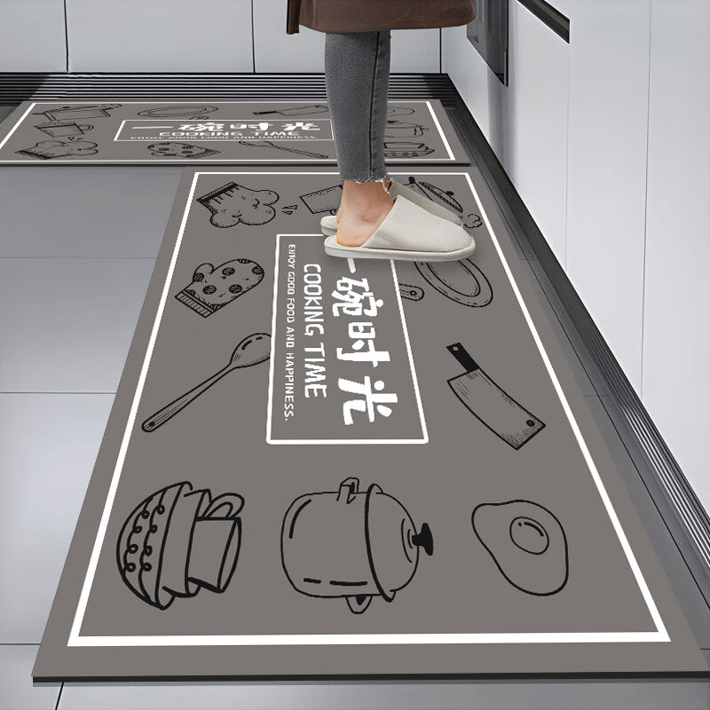 茵瀚厨房地垫防滑防油吸水长条垫子软科技绒耐脏蹭灰脚垫免洗可定制 一碗时光 45cm*180cm