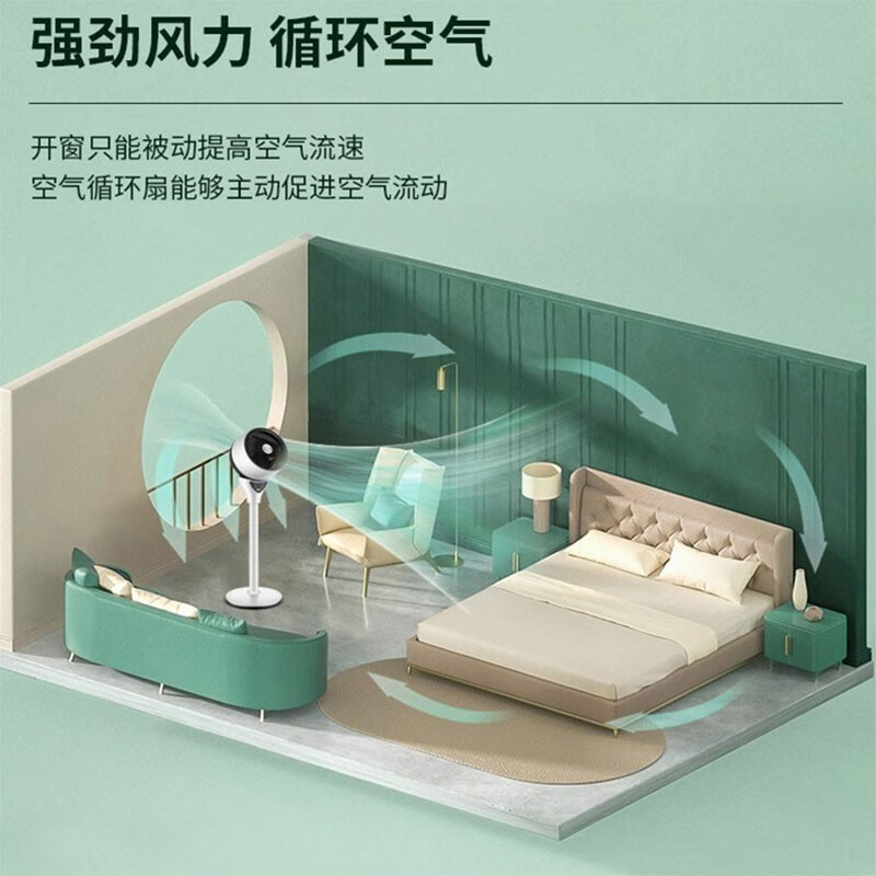 扬子（YANGZI）（YANGZI）电风扇空气循环扇智能遥控风扇家用卧室客厅大风量落地扇台扇两用低音摇头净化循环扇 陶瓷白语音款 空气循环扇