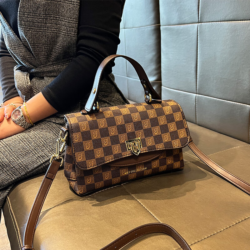 包包女2024新款女士休闲手提小方包女质感单肩包斜挎包小包潮 方格