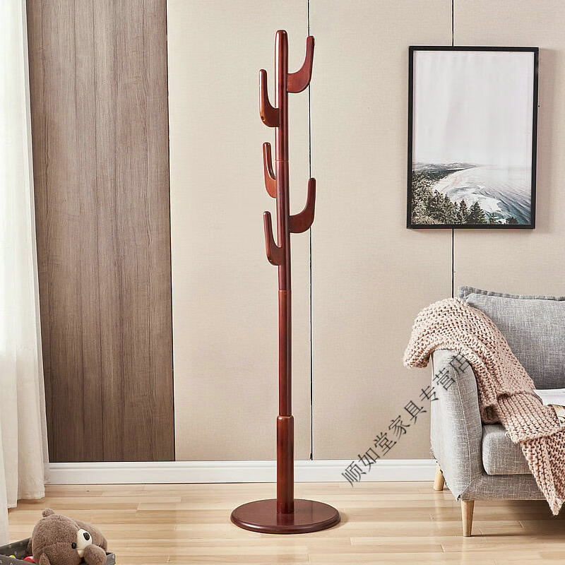 落地树形树枝客厅衣帽架北欧吉祥树发财树欧式卧室实木挂衣架 505红色