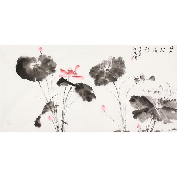丹桂苑霍春阳花鸟字画四尺横幅名家写意水墨荷花纯手绘书画名人国画