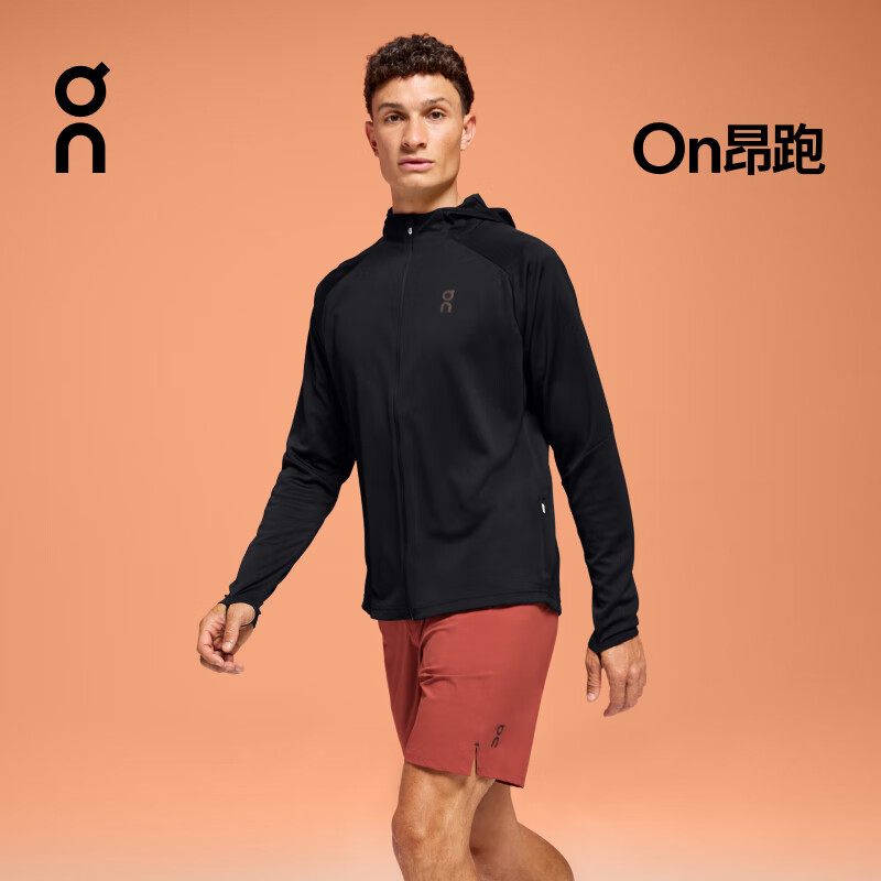 On昂跑 Climate Zip Hoodie 男款拉鏈款跑步連帽衫 Black 黑色 M