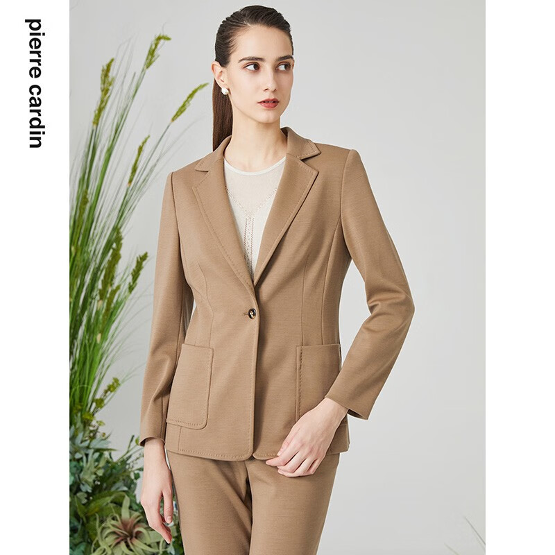 皮尔卡丹（pierre cardin）女装2023年春季新款干练轻商务羊毛西服P3135U3073M0 驼色 42B(175/100B)