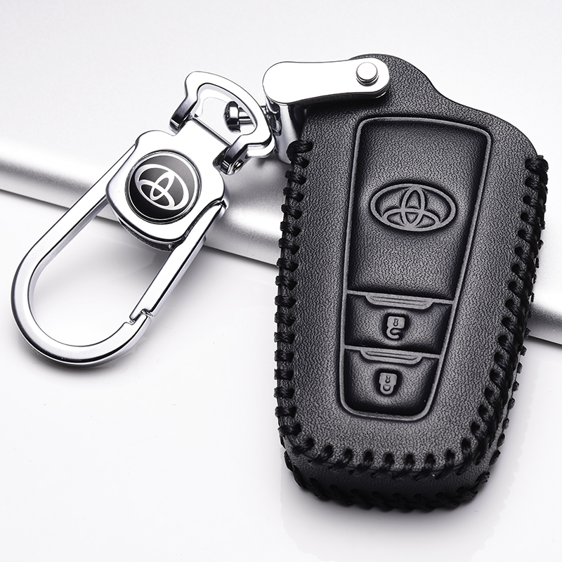 适用于2022款丰田威兰达钥匙套21款专用广汽威兰达真皮钥匙包双擎新款汽车锁匙扣20款高档遥控保护壳 D款黑色+扣(一键启动2个按键)