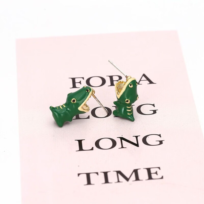 薇欧漫小动物咬耳朵耳夹卡通动物个性张嘴咬耳朵小恐龙鳄鱼耳钉可爱