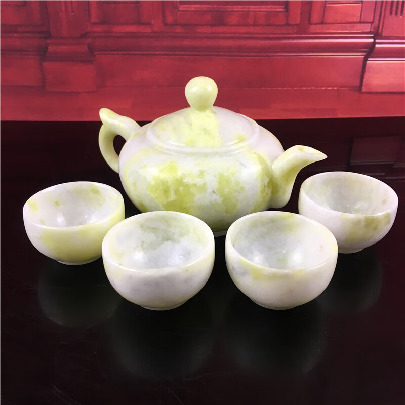 玉石茶具套装中式禅意茶台摆件客厅办公室会客功夫茶杯桌面装饰品