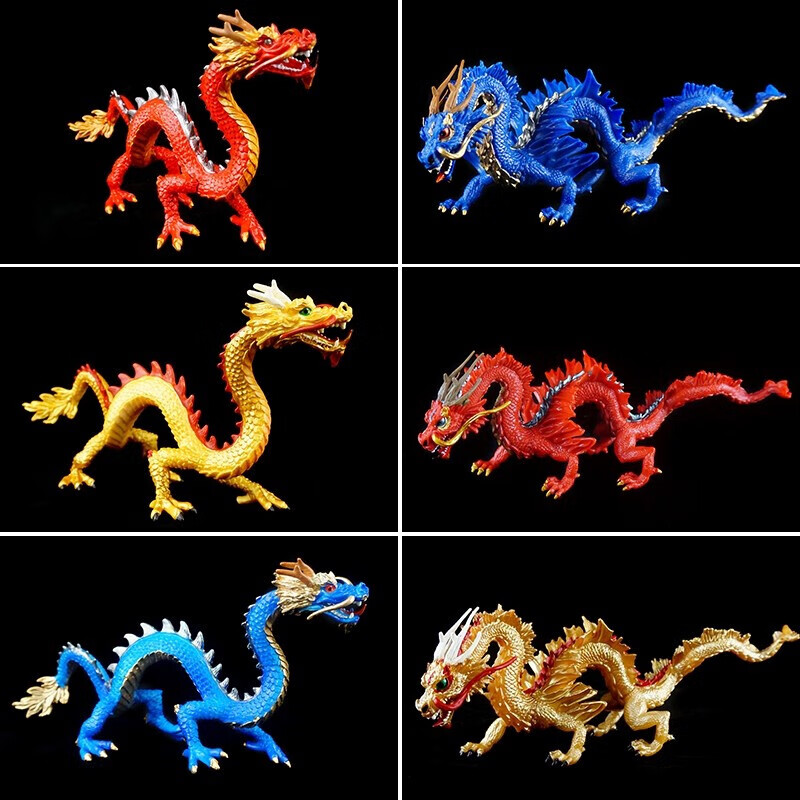 仿真神话动物模型玩具中国龙五爪金龙东方神龙吉祥物动物玩具套装 大