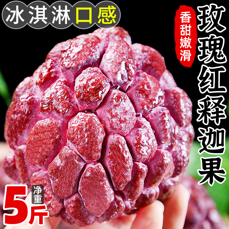 玫瑰红牛奶释迦果5斤大果新鲜水果佛头凤梨当季热带甜果 【实惠装】现