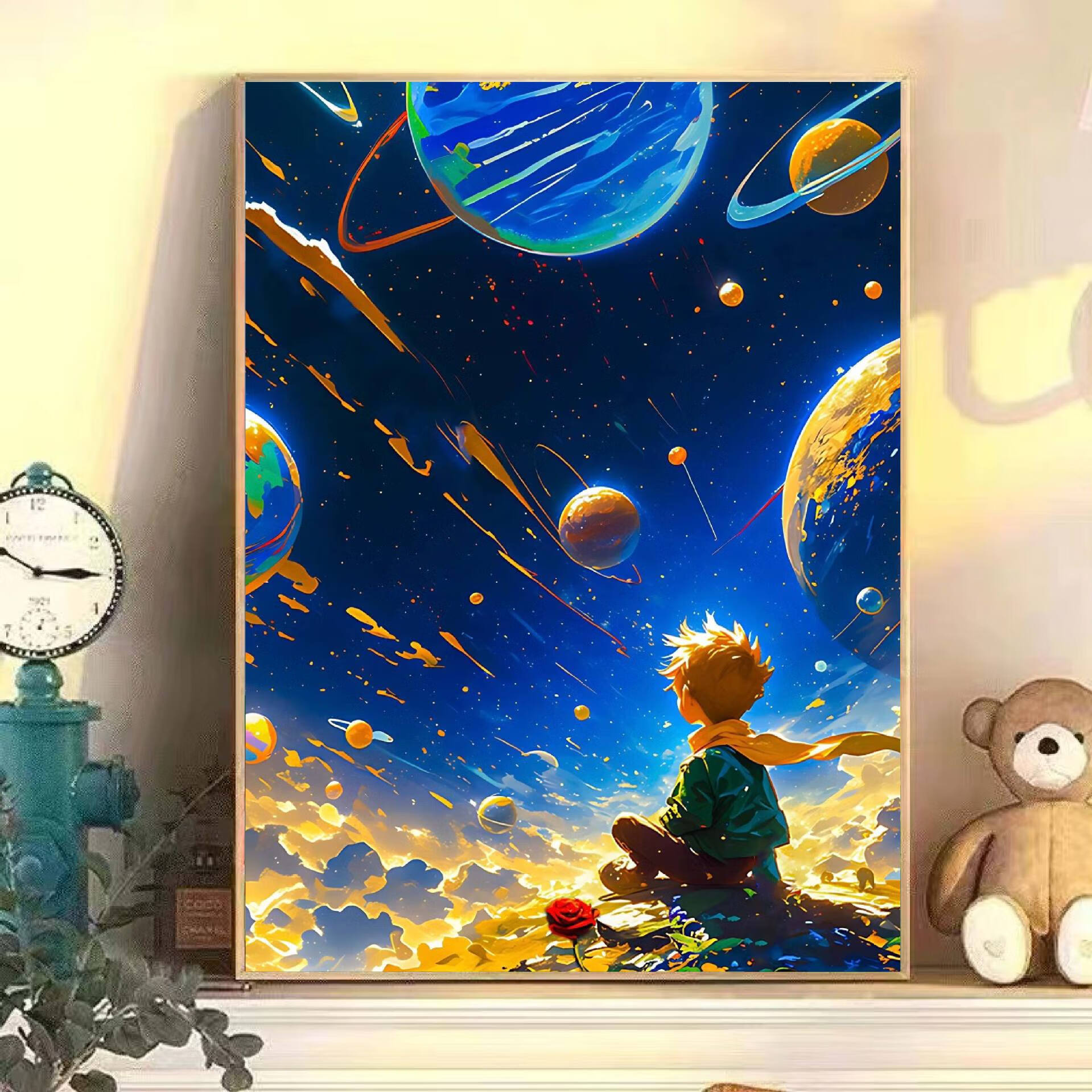 diy数字油画小王子星空愈系卡通填色油彩画丙烯手工现代装饰画 xt-227
