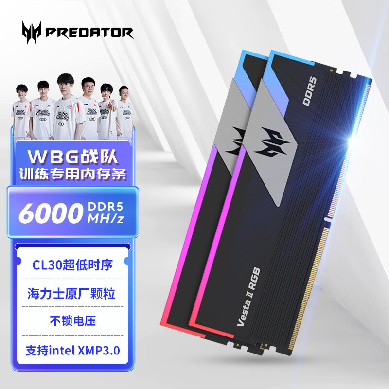 宏碁掠夺者（PREDATOR）32G(16G×2)套装 DDR5 6000频率 台式机内存条 Vesta II 炫光星舰RGB灯条(C30) 石耀黑属于什么档次？