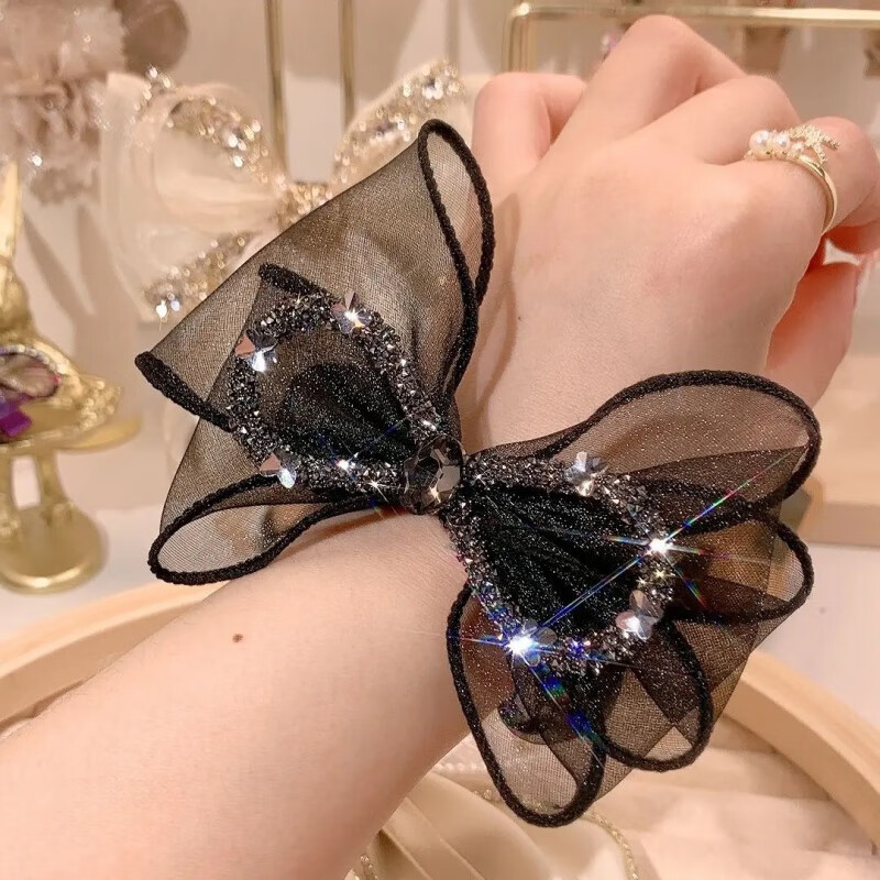 莱琲头花蝴蝶结 优雅气质网纱发圈发绳简约百搭皮筋头绳女生丸子头神