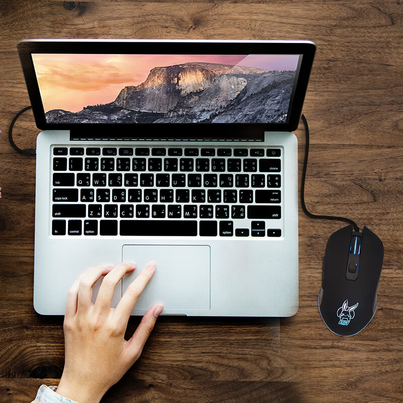 秋坤有线Type-C接口鼠标usb口苹果MacBookpro小米平板手机电竞游戏静音办公男女生笔记本台式电脑通用 粉色 【通用USB接口的设备】 带鼠标垫