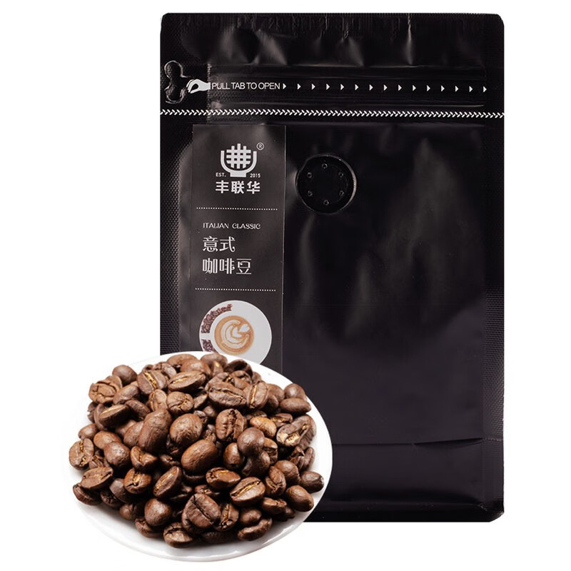 丰联华 阿拉比卡意式经典咖啡豆 精选产区现磨黑咖啡研磨咖啡粉 意式咖啡227克 中度烘焙 1袋