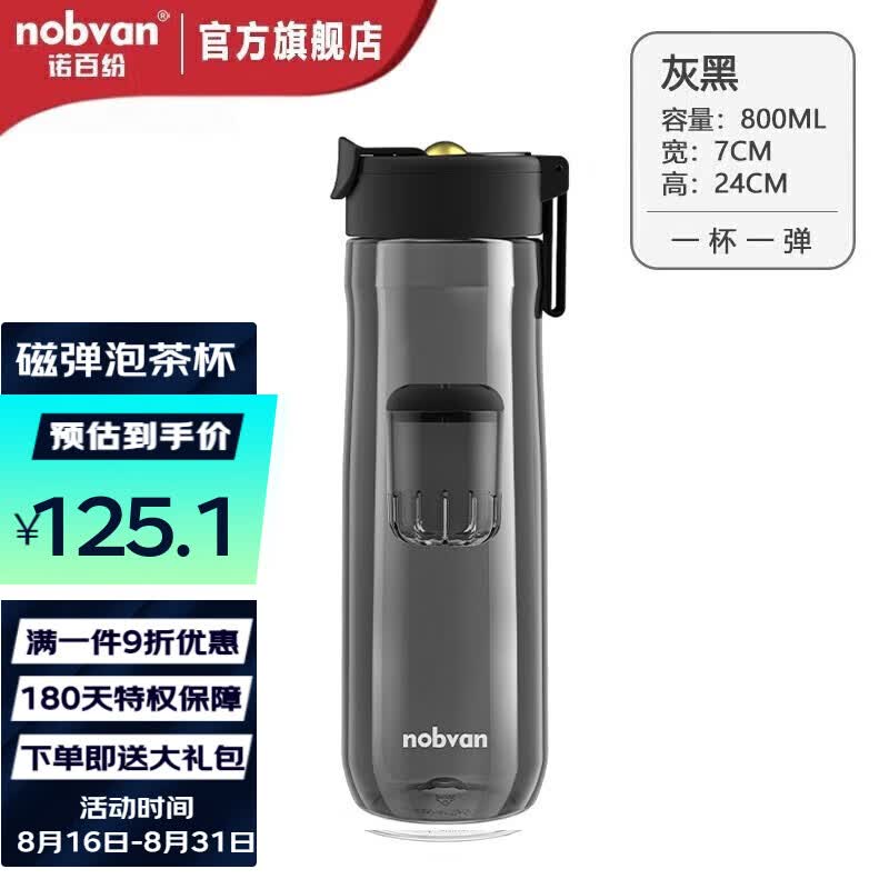 诺百纷 第三代魔力球磁弹泡茶杯tritan塑料便携户外健身防摔茶水分离杯 800ML灰黑 T3512 tritan杯身怎么看?