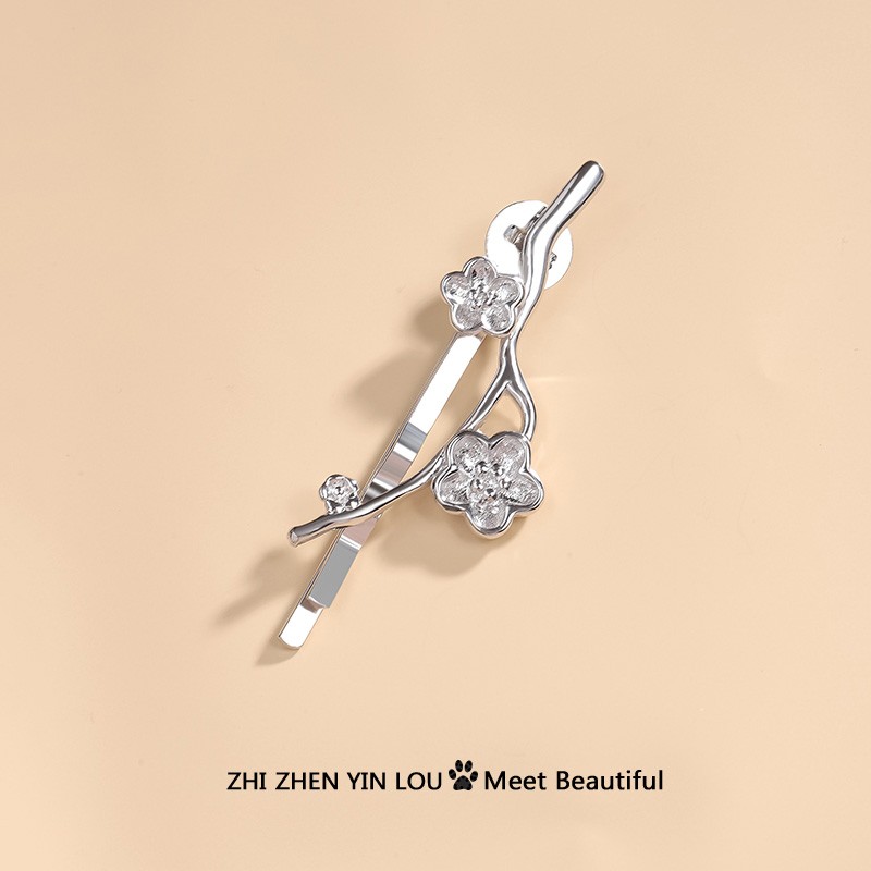 薇拉蒂990银发夹女发卡成人韩版边夹简约时尚气质梅花刘海夹鸭嘴夹