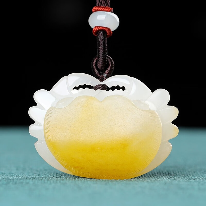 九福润和田玉螃蟹吊坠男八方来财玉坠女玉石挂件鸿运当头项链玉佩