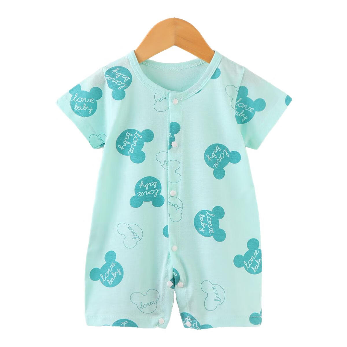 佼佼宝贝新款婴儿连体衣新生儿短袖哈衣婴幼儿爬服宝宝包屁衣 对开