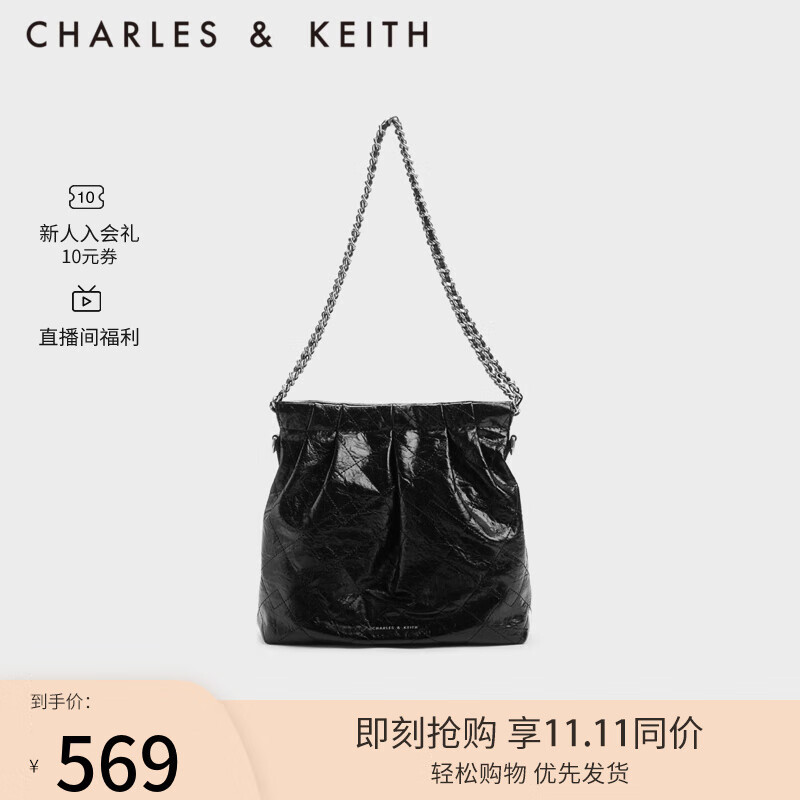CHARLES&KEITH23秋冬新品链条单肩腋下托特包小号流浪包包女包女士CK2-20671559 Noir黑色 M使用感如何?