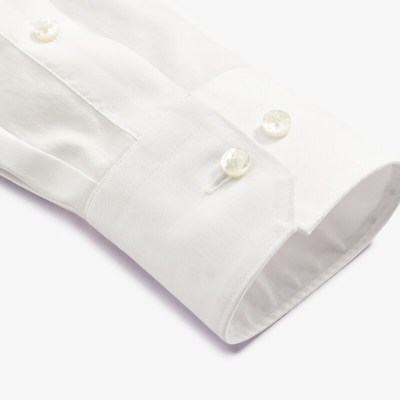 MAYOR男装 秋季ALBINI高支棉弹免熨白色细斜纹长袖男衬衫 漂白 38