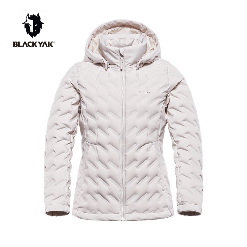 blackyak/布来亚克户外羽绒服女士轻量鹅绒服连帽防风上衣wjw416 灰白