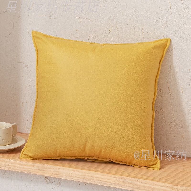 抱枕加厚简约色皮革靠垫套靠枕沙发汽车靠背 k秋香黄 40*40cm(单套子)