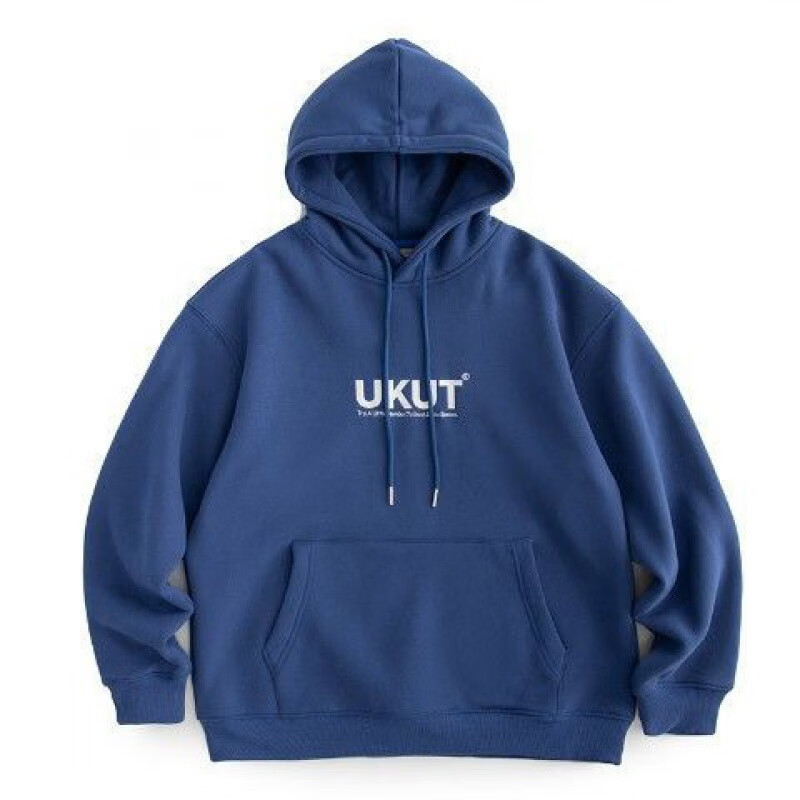 复古卫衣男连帽宽松潮流百搭帽衫情侣休闲外套 蓝色连帽薄款【ukut】