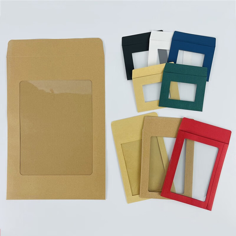 透明开窗牛皮纸信封袋可视信封 透明信封 红色 33*24cm(装a4尺寸)单窗