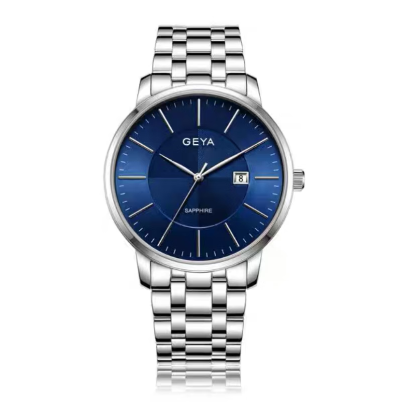 格雅格雅新款geya/手表石英时尚潮流情侣腕表男表女防水日历6255 蓝面