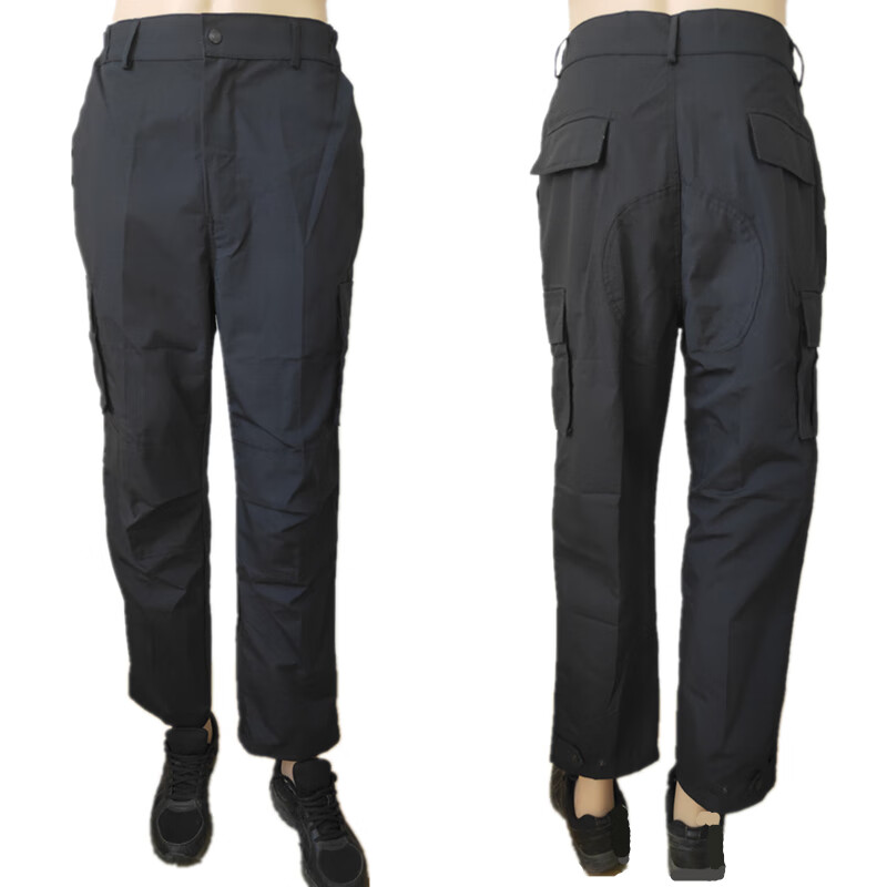 离境天地铁保安工作裤加肥加大网格夏季作训服单裤子黑色男女保安训练