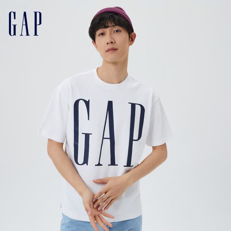 Gap男女装宽松重磅T恤美式复古LOGO字母水洗棉短袖839897夏季 白色 180/96A(M)使用感如何?