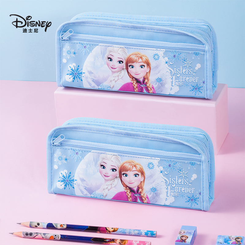 迪士尼(Disney)小学生笔袋 双层大容量文具收纳袋 儿童文具盒 冰雪奇缘系列 DM5617-9F