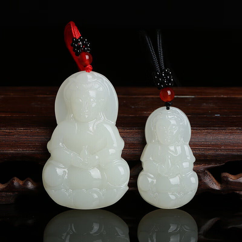 碧允玖维娅玉吊坠护身符和田玉观音头吊坠男女项链笑佛弥勒佛佛挂坠儿