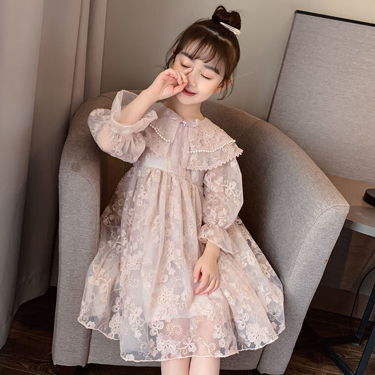 年新款大童洋气公主裙春秋季儿童仙女网纱裙子 粉红色收藏宝贝优先