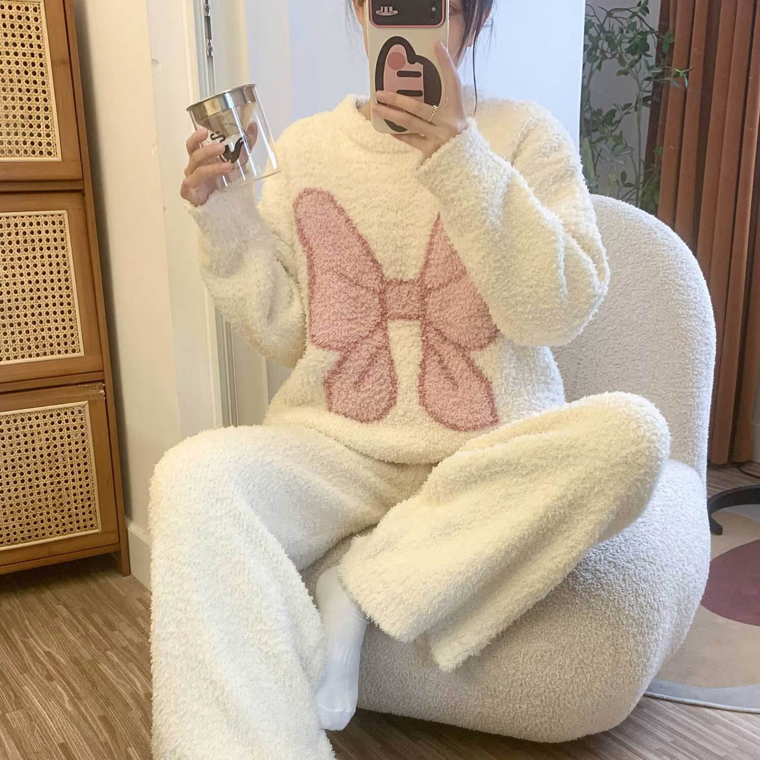 俞兆林睡衣女秋冬季云朵绒珊瑚绒加厚半边绒可外穿甜美保暖家居服套装